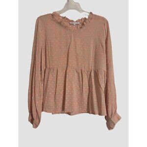 Olivaceous Textured Blouse Raw Round Neckline Orange Size Large Rayon NWT Anthro